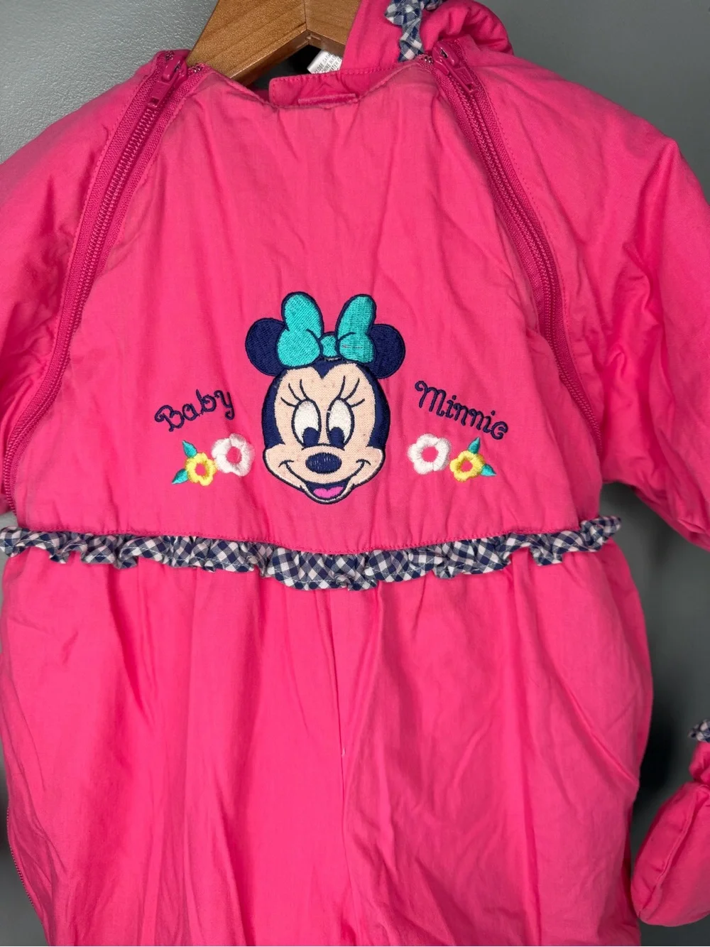 Vintage 90s Disney Babies Baby Minnie Mouse Hot Pink Bunting Snowsuit